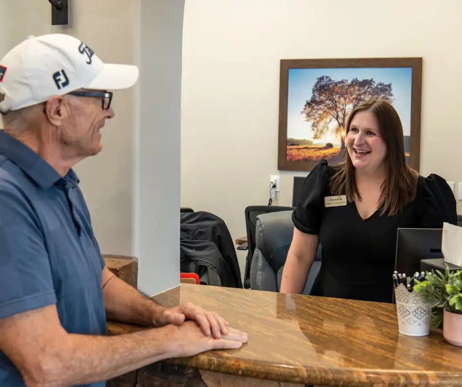 Jessica at the recption desk